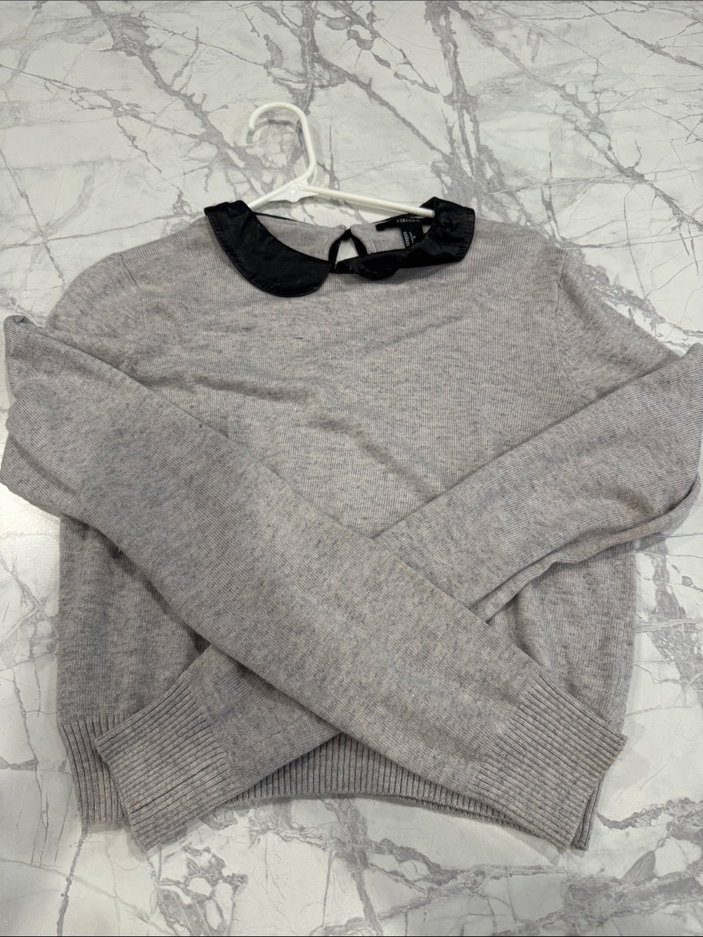 Forever 21 Gray Sweater with Black Peter Pan Collar